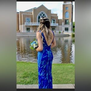 Elegant Blue Sequin Gown